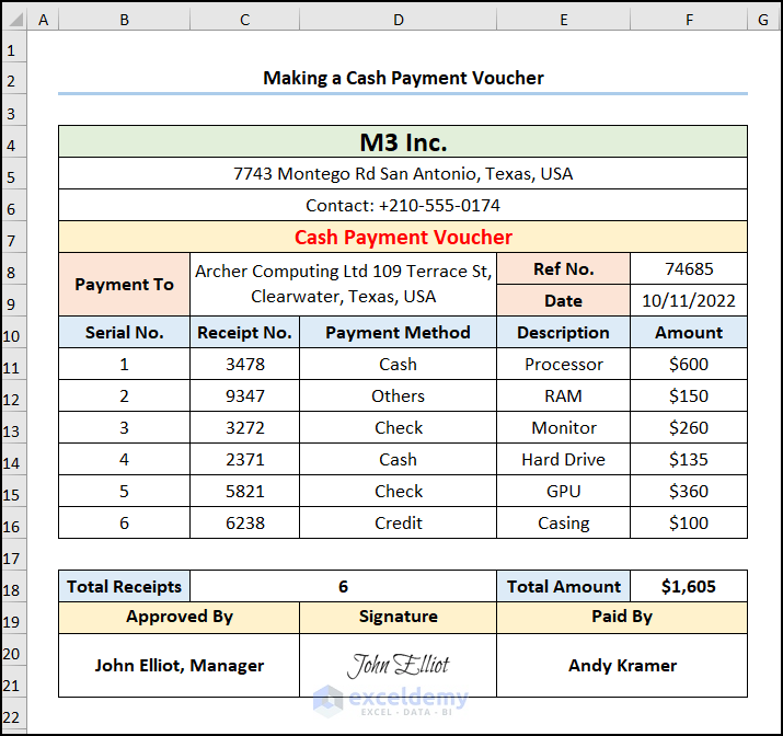 How To Make A Cash Payment Voucher Format In Excel