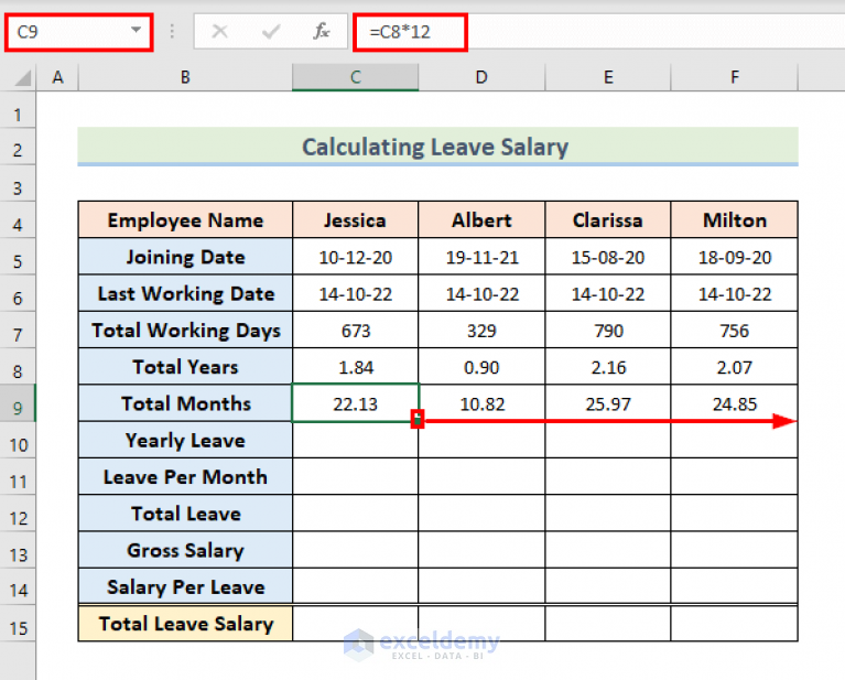 Leave Salary Calculation In Excel (with Easy Steps) - Exceldemy