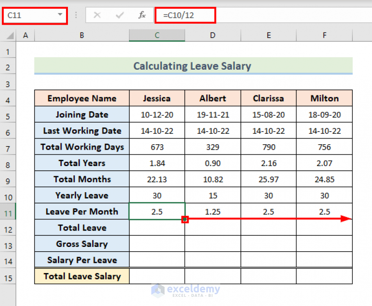 Leave Salary Calculation In Excel (With Easy Steps) - ExcelDemy