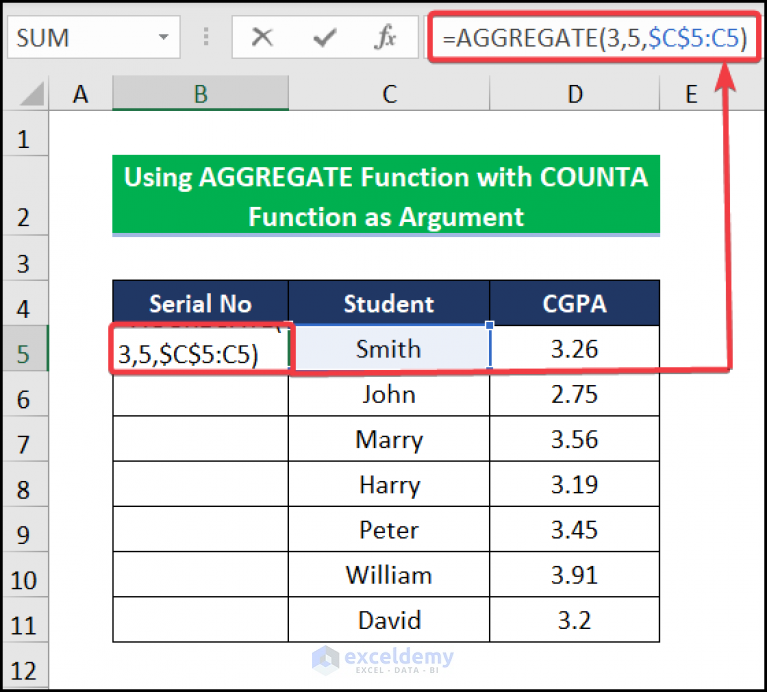 aggregate-formula-for-adding-serial-number-in-excel