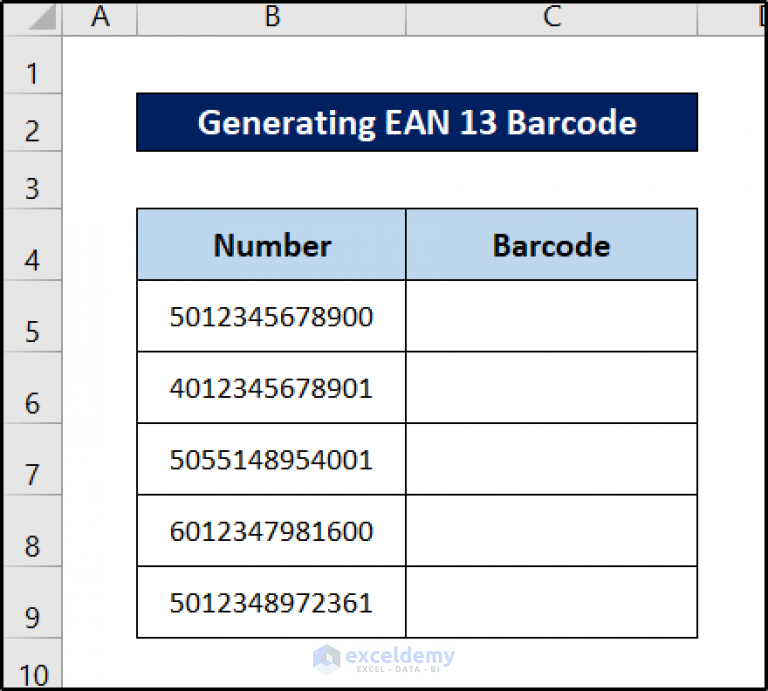 How To Use Ean 13 Barcode Generator In Excel 2 Easy Ways 9456