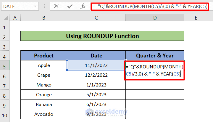 How To Convert A Date To A Quarter And Year In Excel 3 Methods 