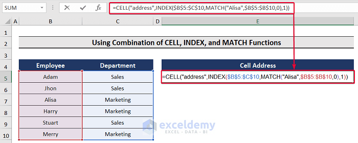 How To Return Cell Address Of Match In Excel 3 Easy Ways 