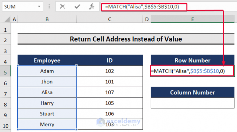 how-to-return-cell-address-of-match-in-excel-3-easy-ways