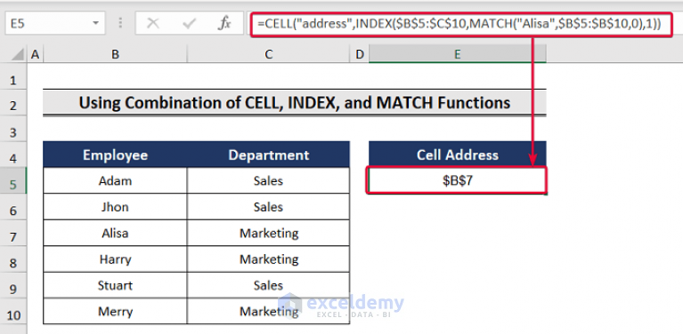 how-to-return-cell-address-of-match-in-excel-3-easy-ways