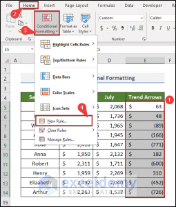 How to Insert Trend Arrows Based on Another Cell in Excel