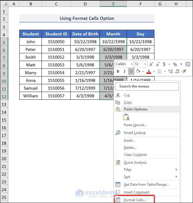 How To Extract Month And Day From Date In Excel 6 Methods 