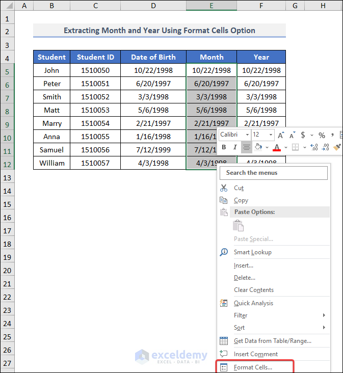 How To Extract Month And Day From A Date In Excel 6 Methods