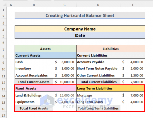 Create Horizontal Balance Sheet Format In Excel - ExcelDemy