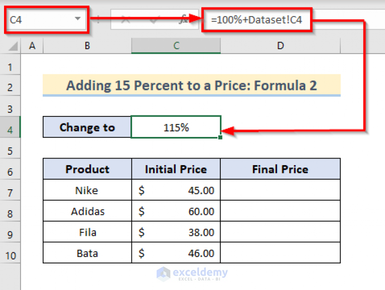 how-to-add-15-percent-to-a-price-in-excel-2-easy-methods