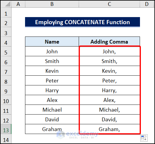 How To Add Comma In Excel At The End 5 Methods ExcelDemy