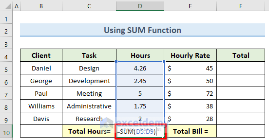 how-to-calculate-billable-hours-in-excel-4-effective-ways