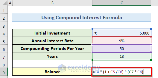 How to Calculate Compound Interest in Excel in Indian Rupees