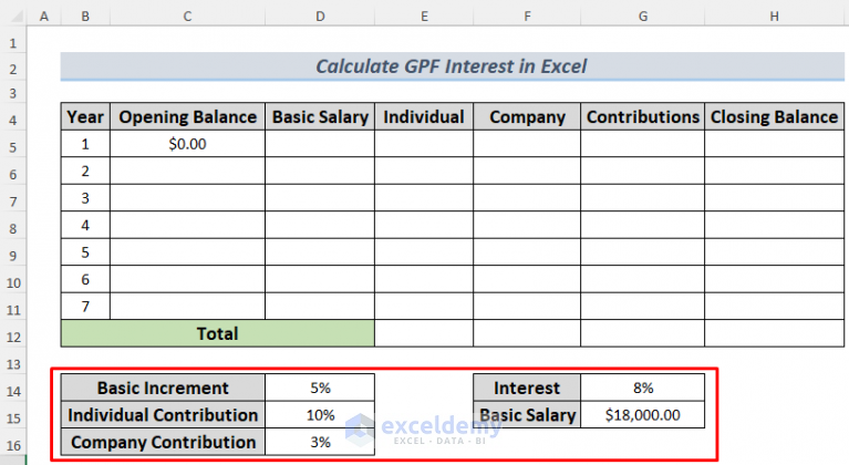 How To Calculate GPF Interest In Excel (with Easy Steps)