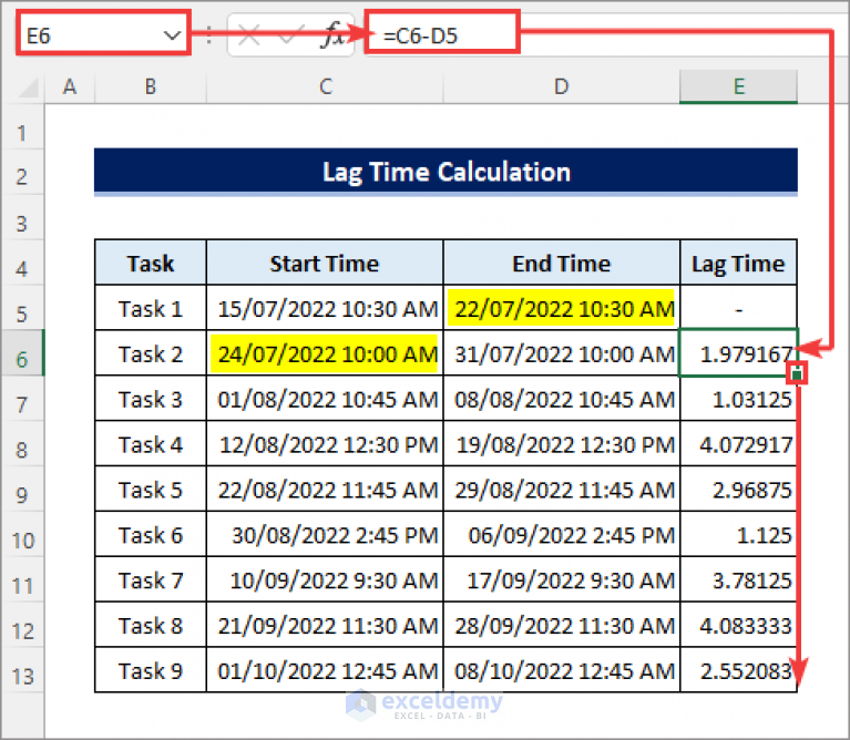 how-to-calculate-lag-time-in-excel-2-suitable-methods