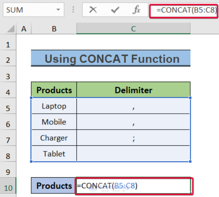 How To Convert Column To Text With Delimiter In Excel Exceldemy 8364