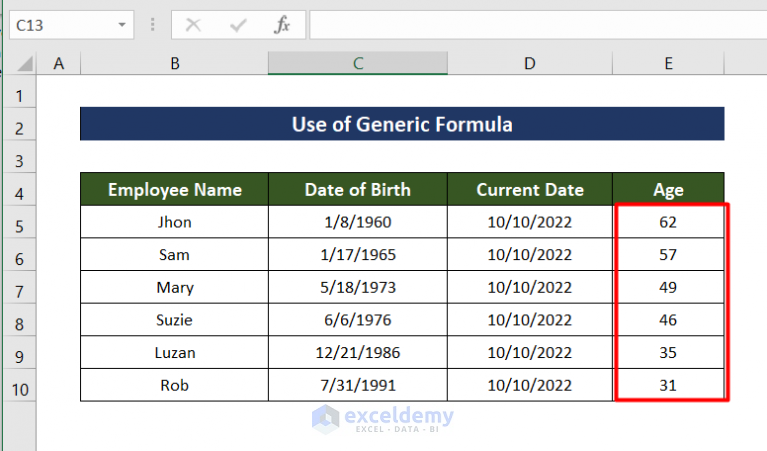 how-to-convert-date-of-birth-to-age-in-excel-3-easy-ways