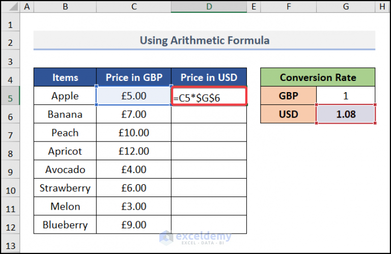 how-to-convert-gbp-to-usd-in-excel-4-suitable-methods