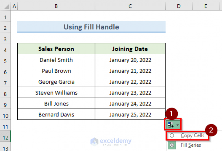 How To Copy Same Date In Excel 6 Simple Methods 