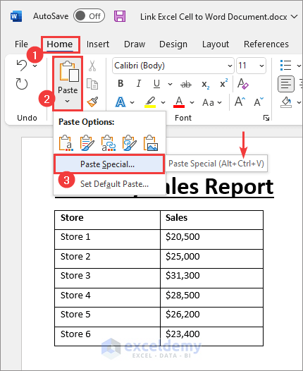 How To Link Excel Cell To Word For Automatic Update ExcelDemy