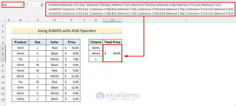 How to Use SUMIFS Function with Multiple Sheets in Excel