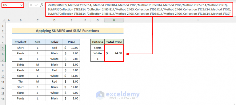 How to Use SUMIFS Function with Multiple Sheets in Excel