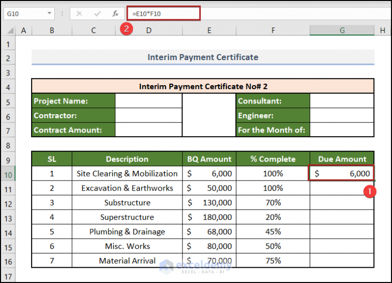 How to Create Interim Payment Certificate Format in Excel