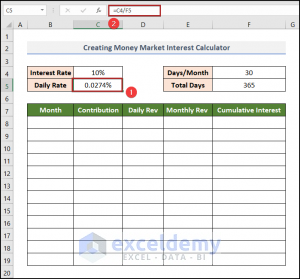 How To Create Money Market Interest Calculator In Excel