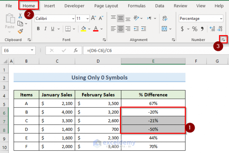 how-to-put-negative-percentage-inside-brackets-in-excel