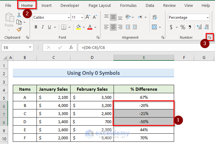 How To Put Negative Percentage Inside Brackets In Excel