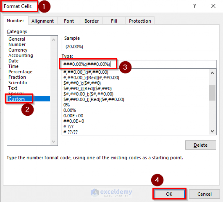 how-to-put-negative-percentage-inside-brackets-in-excel