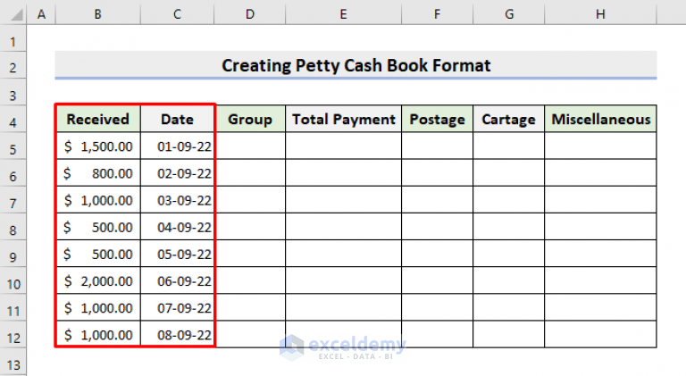 How to Create Petty Cash Book Format in Excel (With Easy Steps)