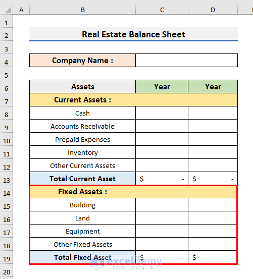 how-to-create-real-estate-balance-sheet-in-excel-2-easy-ways