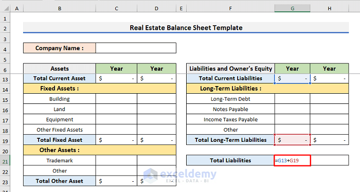 How To Create Real Estate Balance Sheet In Excel 2 Easy Ways 5020