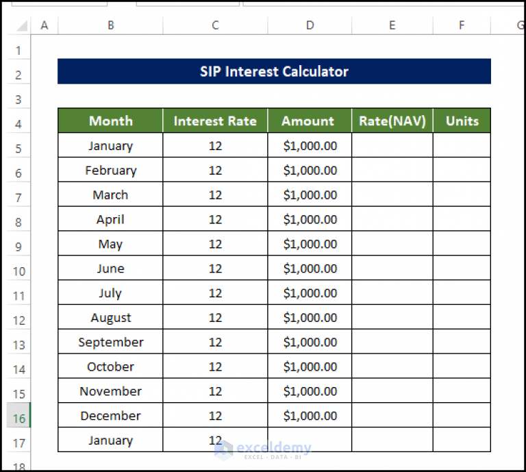 How To Create SIP Interest Calculator In Excel (with Easy Steps)