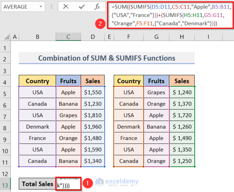 Excel SUMIFS With Multiple Sum Ranges And Multiple Criteria