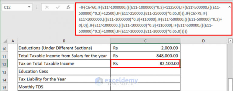 TDS Deduction On Salary Calculation In Excel Format - ExcelDemy