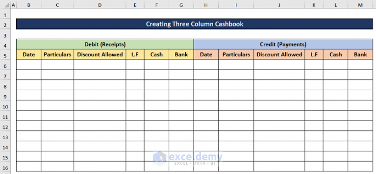 how-to-create-three-column-cash-book-in-excel-exceldemy