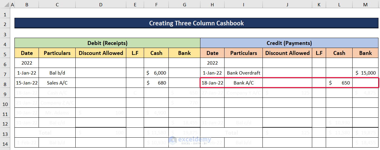 How To Create Three Column Cash Book In Excel ExcelDemy