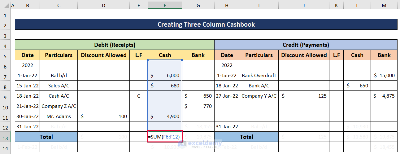 How To Create Three Column Cash Book In Excel ExcelDemy