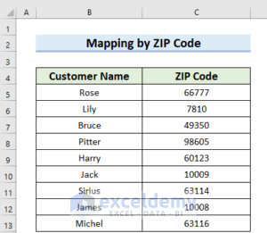 How To Map Excel Data By ZIP Code 2 Easy Methods   1 Map Excel Data By Zip Code 300x261 