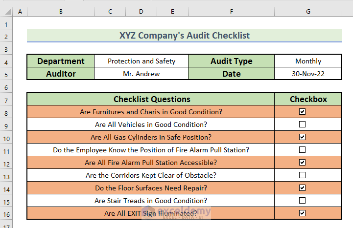 How To Create An Audit Checklist In Excel With Easy Steps 