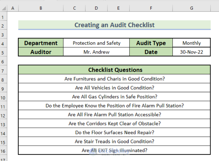 How to Create an Audit Checklist in Excel (With Easy Steps)