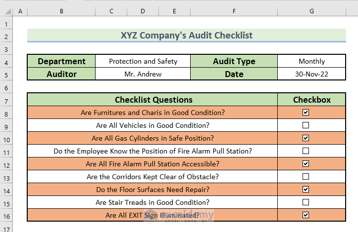 How to Create an Audit Checklist in Excel (With Easy Steps)