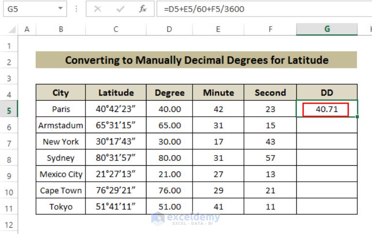 Convert Latitude And Longitude To Decimal Degrees In Excel   3. Converting Latitude And Longitude To Decimal Degrees 767x483 