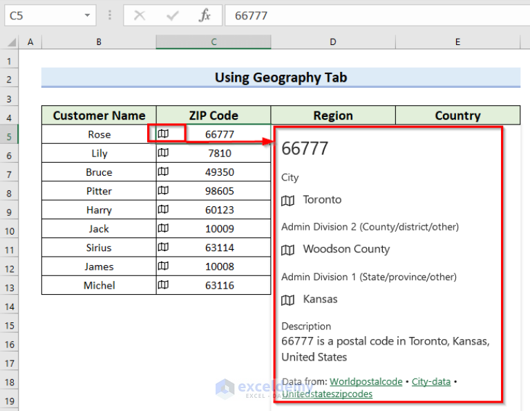 How To Map Excel Data By ZIP Code 2 Easy Methods   3.1 Map Excel Data By Zip Code 767x594 