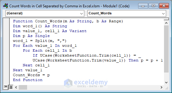 How To Count Words Separated By Comma In Excel Cell