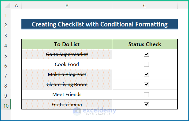 how-to-make-checklist-with-conditional-formatting-in-excel