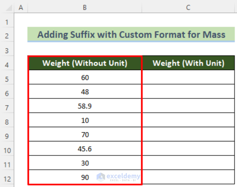 how-to-add-text-suffix-with-custom-format-in-excel-5-examples