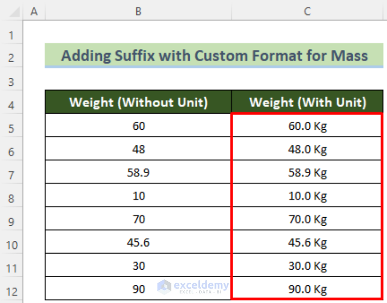 how-to-add-text-suffix-with-custom-format-in-excel-5-examples